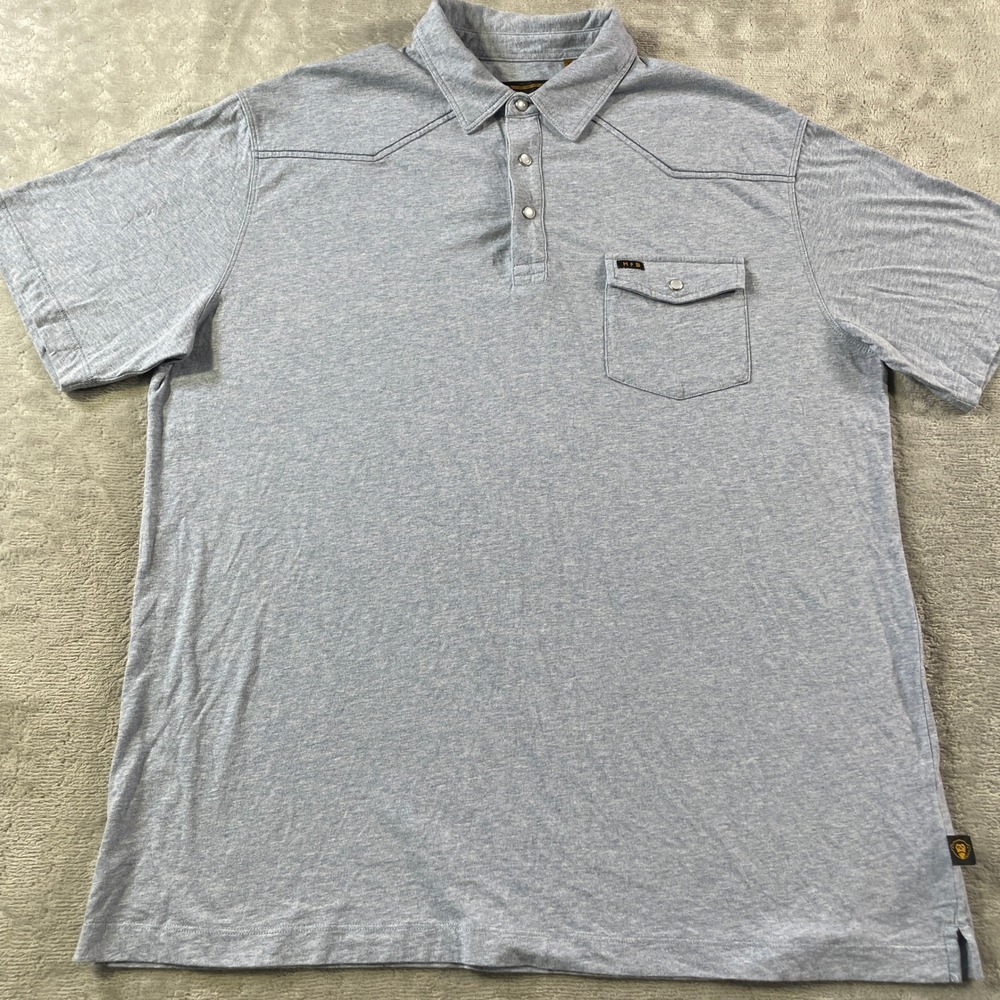 Howler Brothers Heather Light Blue Polo with Chest Pocket